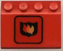 Vehicle, Mudguard 3 x 4 Slope with Fire Logo Badge Large Pattern (Sticker) - Set 6571