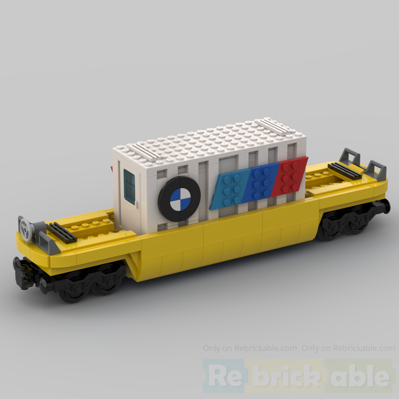 Lego TTX Container Car train vagon with a 20ft "BMW logo" container
