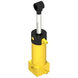 Pneumatic Cylinder with 2 Inlets Medium (48mm) with Black Top / Yellow