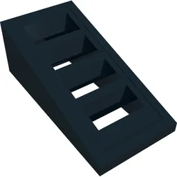 Brick Sloped 18° 2 x 1 x 2/3 with 4 Slots / Grate / Black