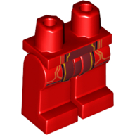 Lego Hips and Red Legs with Orange and Yellow Details, Dark Red Center Panel Print / Red