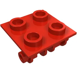 Hinge Brick 2 x 2 Top Plate Thin / Red