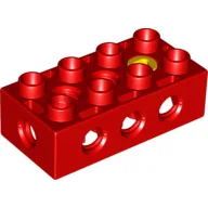 Duplo Toolo Brick 2 x 4 with Holes on Sides and Top and 1 Screw in Top / Red