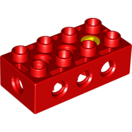 Lego Duplo Toolo Brick 2 x 4 with Holes on Sides and Top and 1 Screw in Top / Red