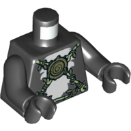 Lego Torso White Skunk Fur with Vines Belt and Medallion Print, Black Arms and Hands / Black