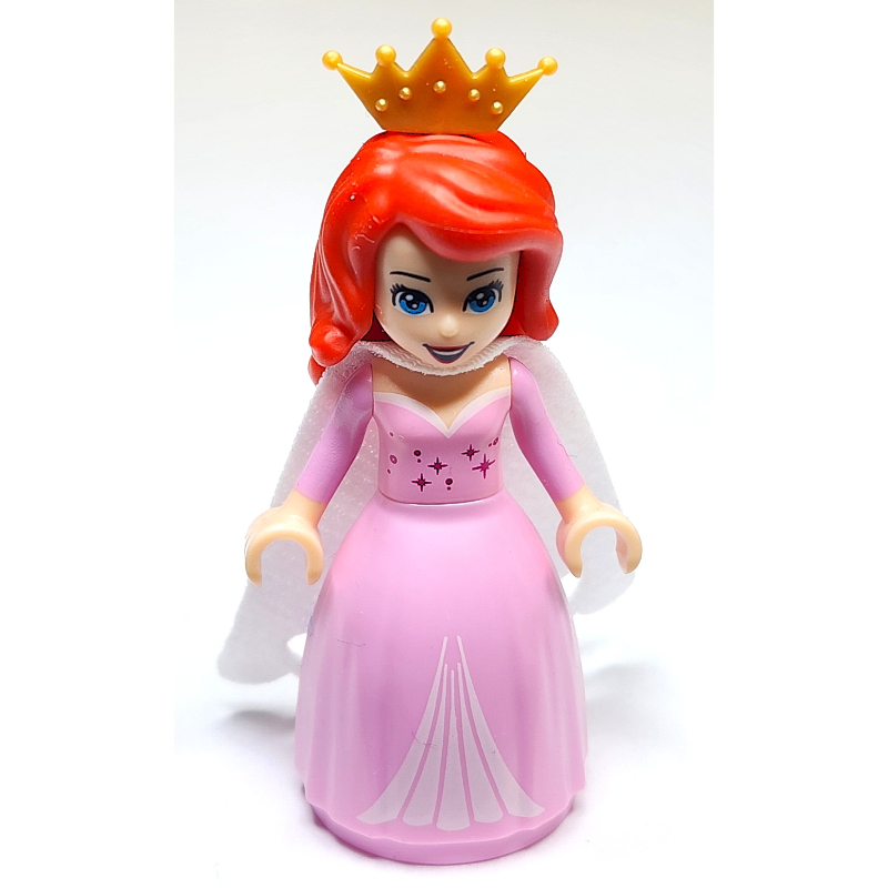 Lego Ariel - Human Form, Bright Pink Gown, White Cape