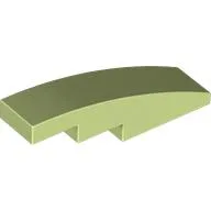Brick Curved 4 x 1 No Studs [Stud Holder with Symmetric Ridges] / Yellowish Green