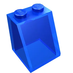 Brick Sloped 65° 2 x 2 x 2 Smooth without Bottom Tube / Trans-Dark Blue
