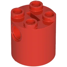 Brick Round 2 x 2 x 2 Robot Body, Axle Holder '+' Orientation / Red