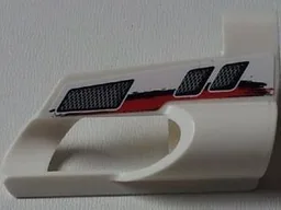 Technic, Panel Fairing # 5 Small Short, Large Hole, Side A with Vents, Red and Black Stripes Pattern (Sticker) - Set 8262