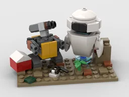 Wall-e & Eve in post-apocalyptic landscape
