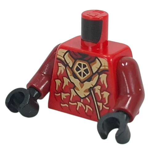 Lego Torso, Ninja Robe, Gold Scales, Dragon print, Dark Red Arms, Black Hands / Red
