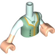 Lego Minidoll Torso Girl with Sand Green Bodice Top with Gold Trim, Light Nougat Arms with Hands with Light Aqua Sleeves Print (Anna) / Light Aqua