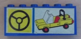 Lego Stickered Assembly 6 x 1 x 2 with Steering Wheel and Yellow Car Pattern (Sticker) - Set 6390