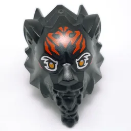 Minifig Head Special Tiger with Red Markings, Orange Eyes Print / Black