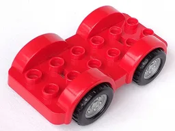 Duplo Car Base 2 x 6 with Black Tires and Metallic Silver Wheels on Removable Axles (13305 / 47436c02pb01)