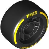 Wheel Rim 24 x 13.4 with Black Slick Tyre with Yellow 'PIRELLI P ZERO' Print / Black