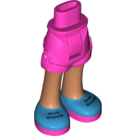 Lego Minidoll Hips and Shorts with Nougat Legs and Black Laces on Dark Azure and Dark Pink Shoes Print / Dark Pink
