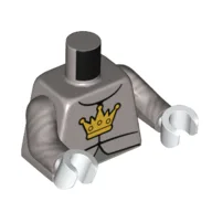Torso, Armor, Gold Crown Print, Flat Silver Arms, White Hands / Flat Silver
