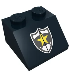 Brick Sloped 45° 2 x 2 with Police Yellow Star Badge Print