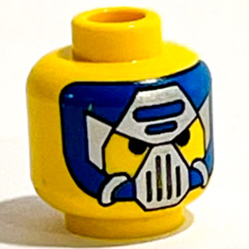 Lego Minifig Head Hydronaut, Blue and Silver Mask Type 3 Print [Blocked Open Stud] / Yellow