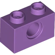 Technic Brick 1 x 2 [1 Pin Hole] / Medium Lavender