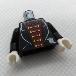 Torso Suit, Red Shirt, Gold Clasps Print (Vampire), Black Arms, White Hands / Black