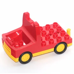 Duplo Truck with 4 x 4 Flatbed Plate, Yellow Base and Hubs / Blue
