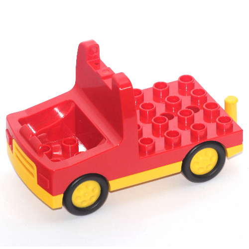 Lego Duplo Truck with 4 x 4 Flatbed Plate, Yellow Base and Hubs / Blue