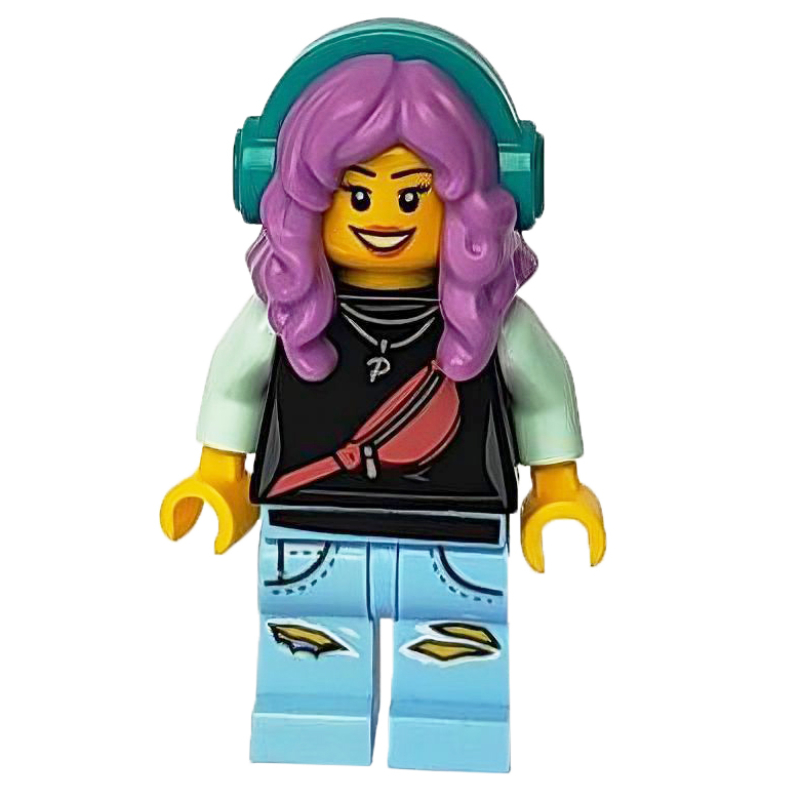 Lego Parker L. Jackson, Black Top, Medium Lavender Hair with Headphones