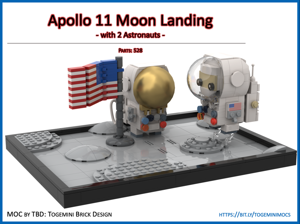 Lego Apollo 11 Moon Landing - with 2 Brickheadz Astronauts