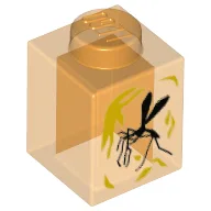 Brick 1 x 1 with Mosquito Print / Trans-Orange