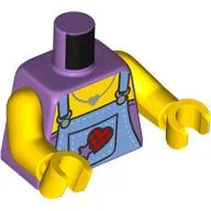 Torso, Medium Blue Overall, Lavender Shirt, Heart Patch Print, Yellow Arms and Hands / Medium Lavender