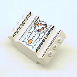 Brick Sloped 2 x 2 No Studs with Angled Side Block Extensions and Freeze Print / White