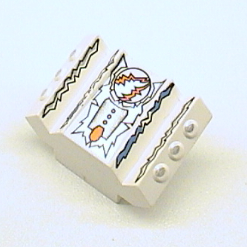 Lego Brick Sloped 2 x 2 No Studs with Angled Side Block Extensions and Freeze Print