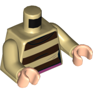 Lego Torso Sweater with Dark Brown Stripes, Dark Pink Belt Print, Tan Arms, Light Nougat Hands / Tan