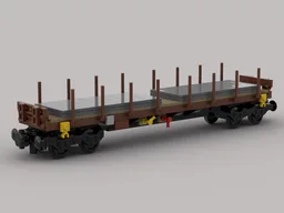 Flat freight wagon (Flachwagen) Typ Rs from the SNCF with load.
