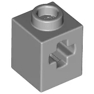 Technic Brick 1 x 1 with Axle Hole / Light Bluish Gray