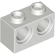 Technic Brick 1 x 2 [2 Pin Holes] / Light Gray