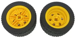 Wheel 30.4mm D. x 20mm with No Pin Holes and Reinforced Rim with Black Tire 43.2 x 22 ZR (56145 / 44309) / Yellow