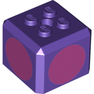 Lego Brick Special Cube with 2 x 2 Studs on Top, and Dark Pink Circles Print