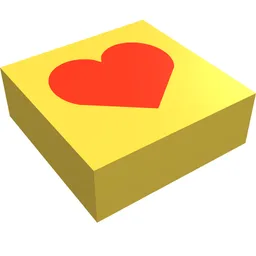 Tile 1 x 1 with Red Heart Print Scala Jewelry / Yellow