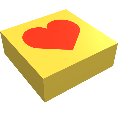 Lego Tile 1 x 1 with Red Heart Print Scala Jewelry / Yellow