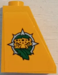 Slope 65 2 x 1 x 2 with Leopard Head and Leaves Jungle Explorers Logo Pattern Model Left Side (Sticker) - Set 60162