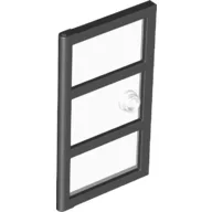Door 1 x 4 x 6 with 3 Panes and Stud Handle with Trans-Clear Glass / Black