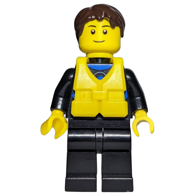 Lego Man, Black Wetsuit, Yellow Life Vest