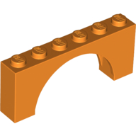 Lego Brick Arch 1 x 6 x 2 - Thin Top without Reinforced Underside [New Version] / Orange