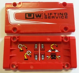Technic, Panel Plate 5 x 11 x 1 with 'UW LIFTING SERVICE' on Outside and Operating Instructions on Inside Pattern Model Left (Stickers) - Set 8258