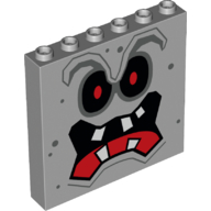 Lego Panel 1 x 6 x 5 with Whomp Face Print / Light Bluish Gray