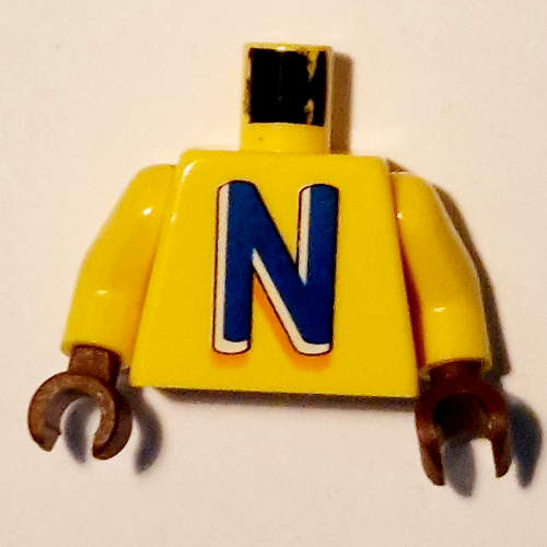 Lego Torso Large 'N' Print (Nesquik Bunny), Yellow Arms, Brown Hands / Yellow